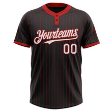 Load image into Gallery viewer, Custom Black Red Pinstripe White Two-Button Unisex Softball Jersey