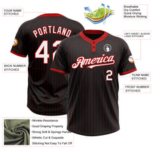 Load image into Gallery viewer, Custom Black Red Pinstripe White Two-Button Unisex Softball Jersey