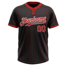 Load image into Gallery viewer, Custom Black Red Pinstripe White Two-Button Unisex Softball Jersey