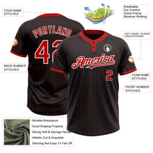 Load image into Gallery viewer, Custom Black Red Pinstripe White Two-Button Unisex Softball Jersey