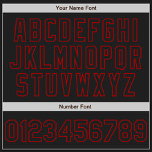 Load image into Gallery viewer, Custom Black Red Pinstripe Red Two-Button Unisex Softball Jersey