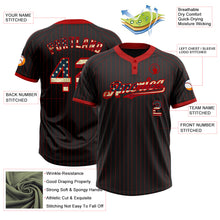 Load image into Gallery viewer, Custom Black Red Pinstripe Vintage USA Flag Two-Button Unisex Softball Jersey