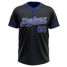 Load image into Gallery viewer, Custom Black Royal Pinstripe White Two-Button Unisex Softball Jersey