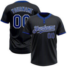 Load image into Gallery viewer, Custom Black Royal Pinstripe White Two-Button Unisex Softball Jersey