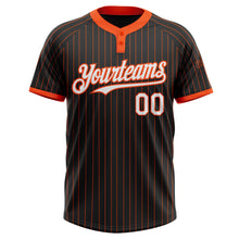 Load image into Gallery viewer, Custom Black Orange Pinstripe White Two-Button Unisex Softball Jersey