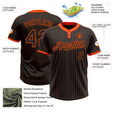 Load image into Gallery viewer, Custom Black Orange Pinstripe Orange Two-Button Unisex Softball Jersey
