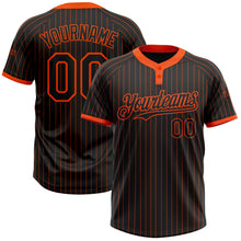 Load image into Gallery viewer, Custom Black Orange Pinstripe Orange Two-Button Unisex Softball Jersey