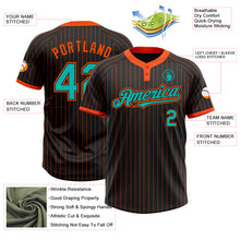 Load image into Gallery viewer, Custom Black Orange Pinstripe Aqua Two-Button Unisex Softball Jersey