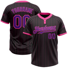 Load image into Gallery viewer, Custom Black Pink Pinstripe Purple Two-Button Unisex Softball Jersey
