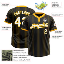 Load image into Gallery viewer, Custom Black Gold Pinstripe White-Gold Two-Button Unisex Softball Jersey