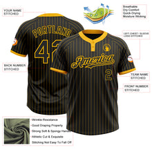 Load image into Gallery viewer, Custom Black Gold Pinstripe Gold Two-Button Unisex Softball Jersey