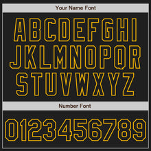 Load image into Gallery viewer, Custom Black Gold Pinstripe Gold Two-Button Unisex Softball Jersey