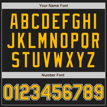 Load image into Gallery viewer, Custom Black Gold Pinstripe White Two-Button Unisex Softball Jersey