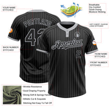 Load image into Gallery viewer, Custom Black Gray Pinstripe Gray Two-Button Unisex Softball Jersey