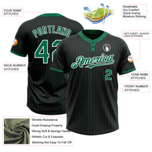 Load image into Gallery viewer, Custom Black Kelly Green Pinstripe White Two-Button Unisex Softball Jersey