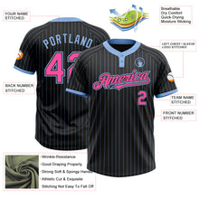 Load image into Gallery viewer, Custom Black Light Blue Pinstripe Pink Two-Button Unisex Softball Jersey