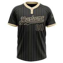 Load image into Gallery viewer, Custom Black Cream Pinstripe Cream Two-Button Unisex Softball Jersey