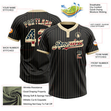 Load image into Gallery viewer, Custom Black Cream Pinstripe Vintage USA Flag Two-Button Unisex Softball Jersey