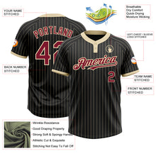 Load image into Gallery viewer, Custom Black Cream Pinstripe Crimson Two-Button Unisex Softball Jersey