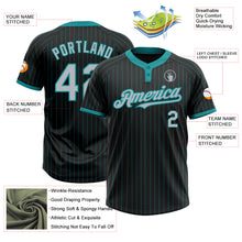 Load image into Gallery viewer, Custom Black Teal Pinstripe Gray Two-Button Unisex Softball Jersey
