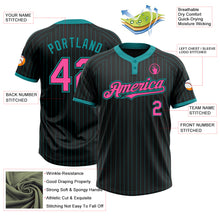 Load image into Gallery viewer, Custom Black Teal Pinstripe Pink Two-Button Unisex Softball Jersey