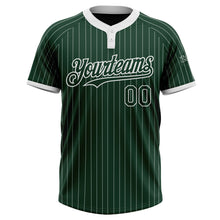 Load image into Gallery viewer, Custom Green White Pinstripe White Two-Button Unisex Softball Jersey