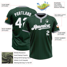 Load image into Gallery viewer, Custom Green Gray Pinstripe White Two-Button Unisex Softball Jersey