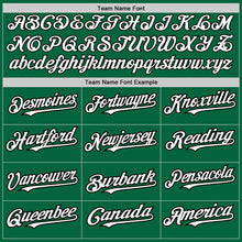 Load image into Gallery viewer, Custom Kelly Green Black Pinstripe White Two-Button Unisex Softball Jersey
