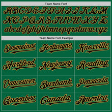 Load image into Gallery viewer, Custom Kelly Green Old Gold Pinstripe Black Two-Button Unisex Softball Jersey