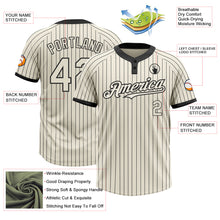 Load image into Gallery viewer, Custom Cream Black Pinstripe Black Two-Button Unisex Softball Jersey