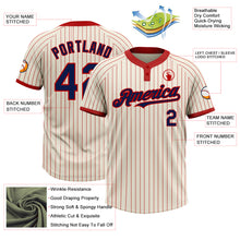 Load image into Gallery viewer, Custom Cream Red Pinstripe Navy Two-Button Unisex Softball Jersey