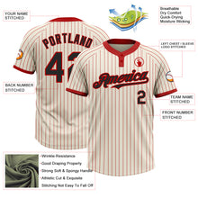 Load image into Gallery viewer, Custom Cream Red Pinstripe Black Two-Button Unisex Softball Jersey