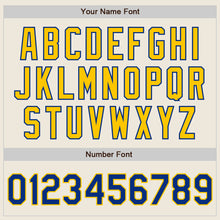 Load image into Gallery viewer, Custom Cream Royal Pinstripe Yellow Two-Button Unisex Softball Jersey