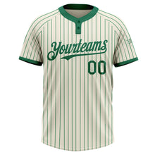 Load image into Gallery viewer, Custom Cream Kelly Green Pinstripe Kelly Green Two-Button Unisex Softball Jersey
