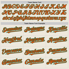 Load image into Gallery viewer, Custom Cream Kelly Green Pinstripe Orange Two-Button Unisex Softball Jersey