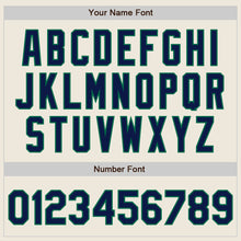 Load image into Gallery viewer, Custom Cream Kelly Green Pinstripe Navy Two-Button Unisex Softball Jersey