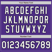 Load image into Gallery viewer, Custom Purple Black Pinstripe White Two-Button Unisex Softball Jersey