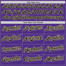 Load image into Gallery viewer, Custom Purple Black Pinstripe Cream Two-Button Unisex Softball Jersey