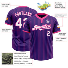 Load image into Gallery viewer, Custom Purple Pink Pinstripe White Two-Button Unisex Softball Jersey
