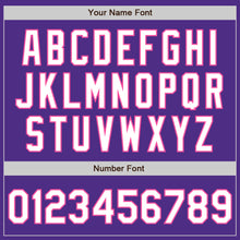 Load image into Gallery viewer, Custom Purple Pink Pinstripe White Two-Button Unisex Softball Jersey