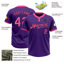 Load image into Gallery viewer, Custom Purple Pink Pinstripe Black Two-Button Unisex Softball Jersey