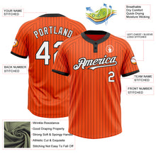 Load image into Gallery viewer, Custom Orange Black Pinstripe White Two-Button Unisex Softball Jersey