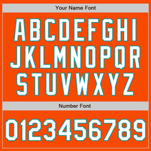 Load image into Gallery viewer, Custom Orange Teal Pinstripe White Two-Button Unisex Softball Jersey