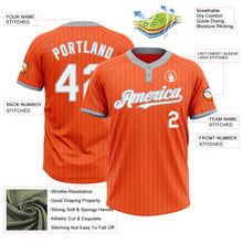 Load image into Gallery viewer, Custom Orange Gray Pinstripe White Two-Button Unisex Softball Jersey