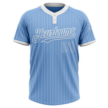 Load image into Gallery viewer, Custom Light Blue White Pinstripe White Two-Button Unisex Softball Jersey