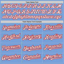 Load image into Gallery viewer, Custom Light Blue Red Pinstripe White Two-Button Unisex Softball Jersey