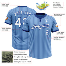 Load image into Gallery viewer, Custom Light Blue Royal Pinstripe White Two-Button Unisex Softball Jersey