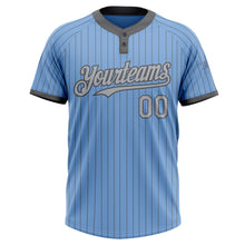 Load image into Gallery viewer, Custom Light Blue Steel Gray Pinstripe Gray Two-Button Unisex Softball Jersey