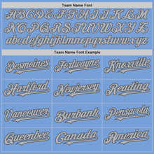 Load image into Gallery viewer, Custom Light Blue Steel Gray Pinstripe Gray Two-Button Unisex Softball Jersey