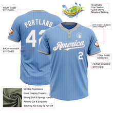 Load image into Gallery viewer, Custom Light Blue Gray Pinstripe White Two-Button Unisex Softball Jersey